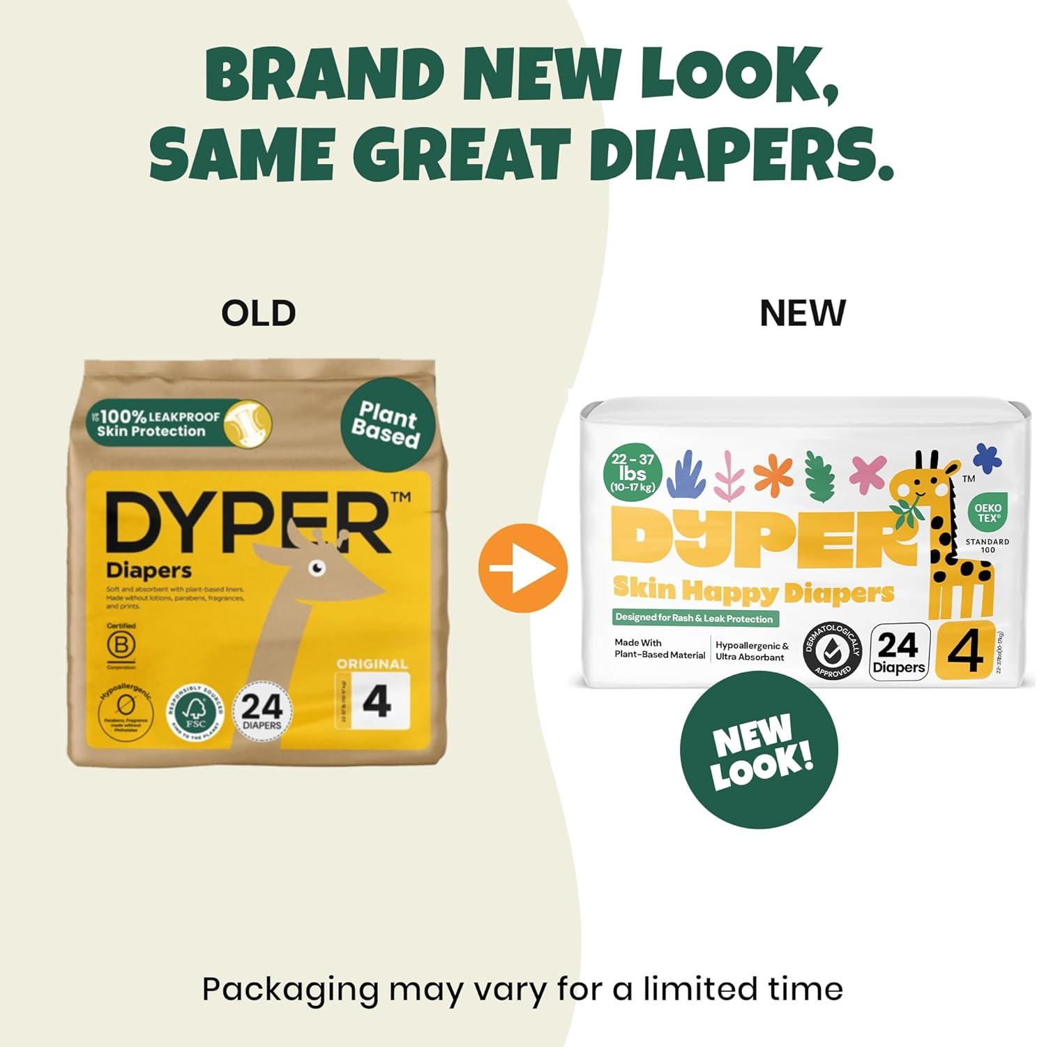 image:imageDYPER Baby Diapers Size 3 28 Count Plant Based Disposable Diapers for Day and Overnight Premium Leak Protection SkinFriendly Comfort with Soft Size 3 Diapers 1628 lbsSize 4 24 Diapers