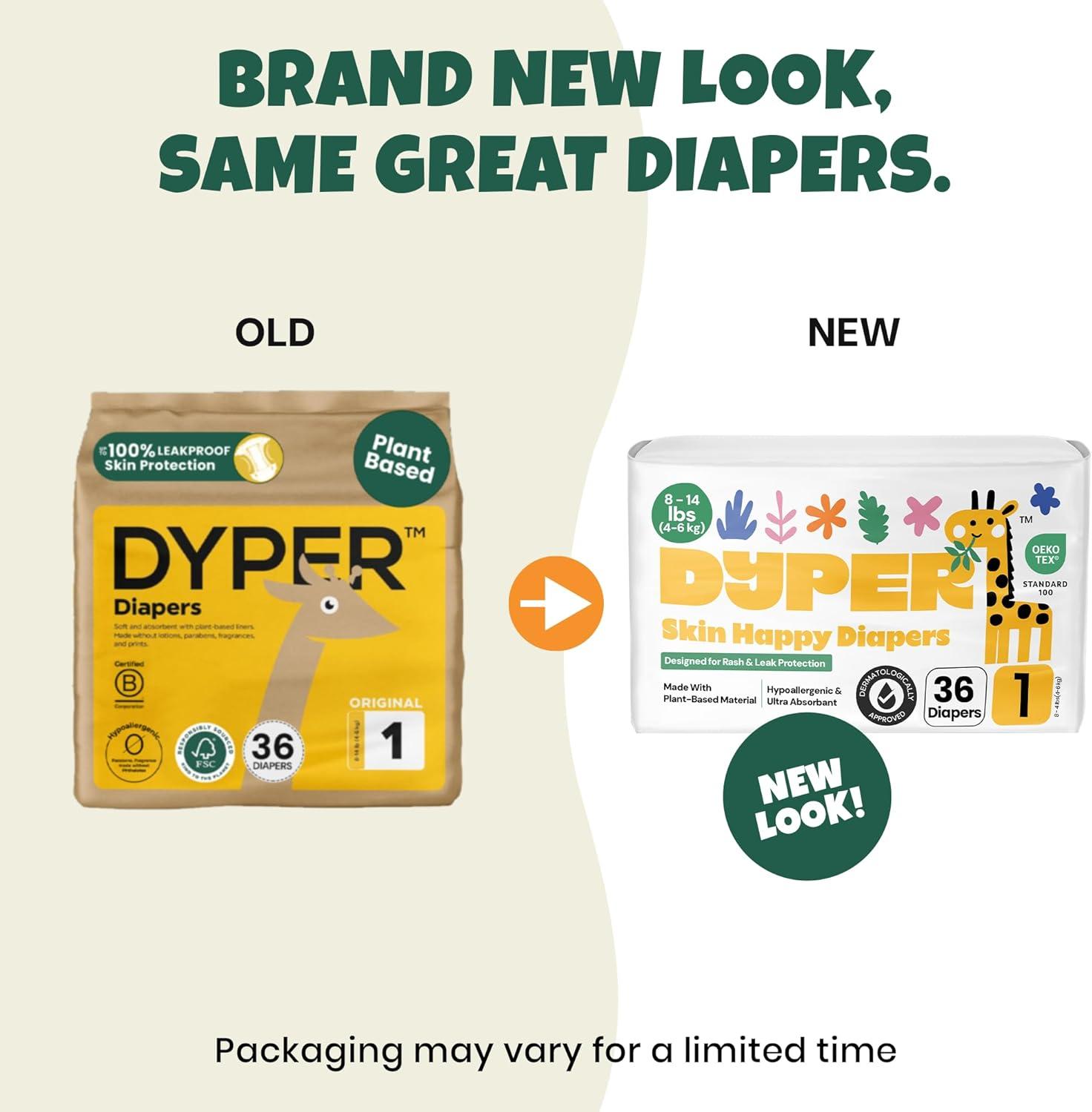 image:imageDYPER Baby Diapers Size 3 28 Count Plant Based Disposable Diapers for Day and Overnight Premium Leak Protection SkinFriendly Comfort with Soft Size 3 Diapers 1628 lbsSize 1 36 Diapers