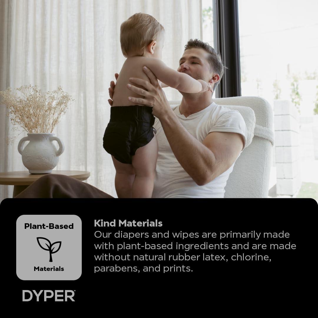 image:imageDYPER Charcoal Enhanced Day amp Overnight Disposable Baby Diapers Made with PlantBased amp Honest Ingredients Hypoallergenic for Sensitive Skin Size 1 240 CountSize 3