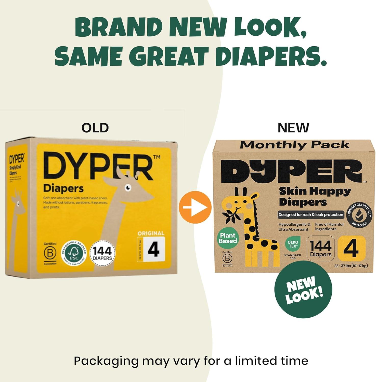 image:imageDYPER Monthly Pack Baby Diapers Size 6 35 lbs 168 Count LeakProof amp Plant Based Hypoallergenic and Ultra Absorbent Size 6 Diapers for Day and Overnight Skin Protection Packaging May VarySize 4 144 Diapers