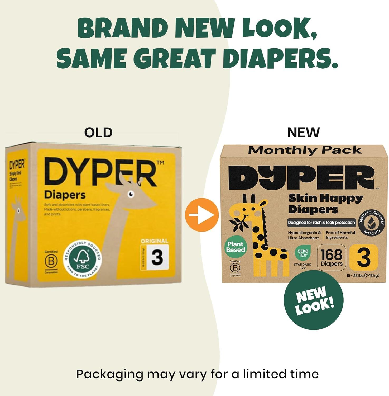 image:imageDYPER Monthly Pack Baby Diapers Size 6 35 lbs 168 Count LeakProof amp Plant Based Hypoallergenic and Ultra Absorbent Size 6 Diapers for Day and Overnight Skin Protection Packaging May VarySize 3 168 Count