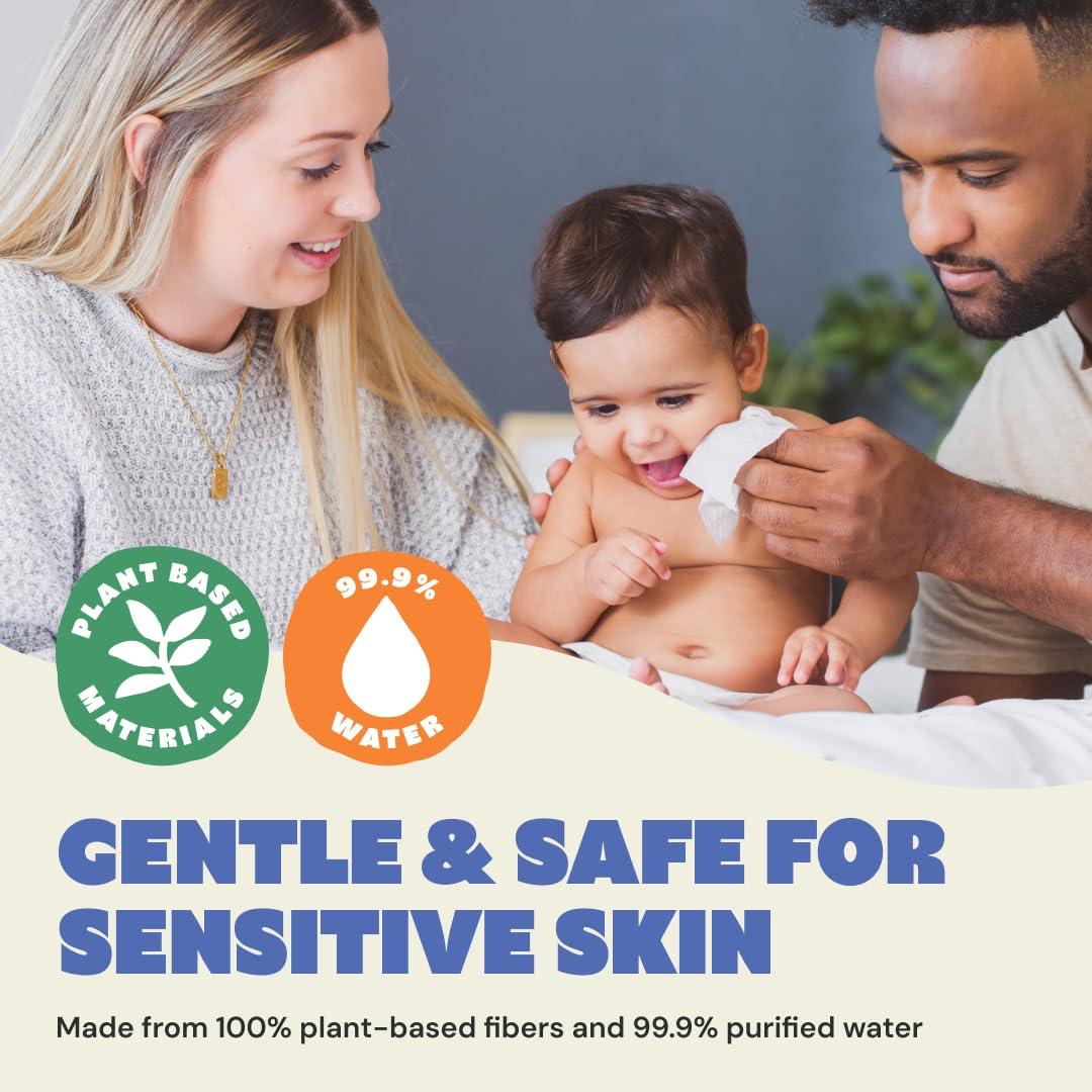 image:imageDYPER Newborn Sensitive Baby Wipes Unscented 224 Count 999 WaterBased PlantBased amp Hypoallergenic Gentle for Sensitive Skin PlasticFree MultiUse Wet Wipes Pack of 4 Packaging May Vary
