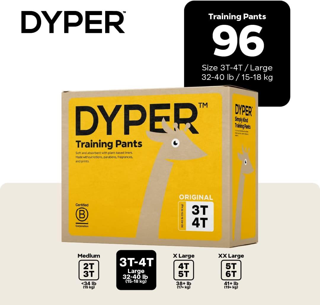 image:imageDYPER Toddler Training Pants 2T3T for Boys amp Girls Hypoallergenic Unscented PlantBased amp Perfect for Sensitive Skin Leakproof Potty Training Pants for Day amp Overnight ProtectionSize 3T4T