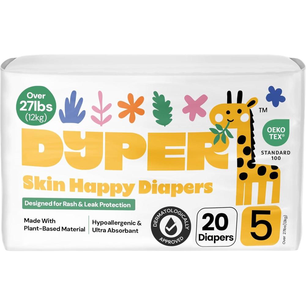 image:imageDYPER Baby Diapers Size 3 28 Count Plant Based Disposable Diapers for Day and Overnight Premium Leak Protection SkinFriendly Comfort with Soft Size 3 Diapers 1628 lbsSize 5 20 Diapers