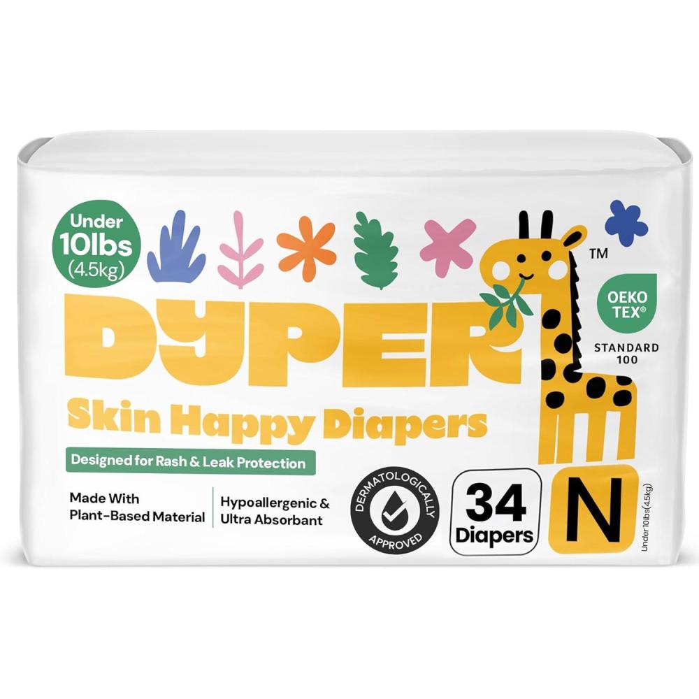 image:imageDYPER  Baby Diapers Size 3 28 Count  Plant Based Disposable Diapers for Day and Overnight Premium Leak Protection SkinFriendly Comfort with Soft Size 3 Diapers 1628 lbsSize 0 34 Diapers