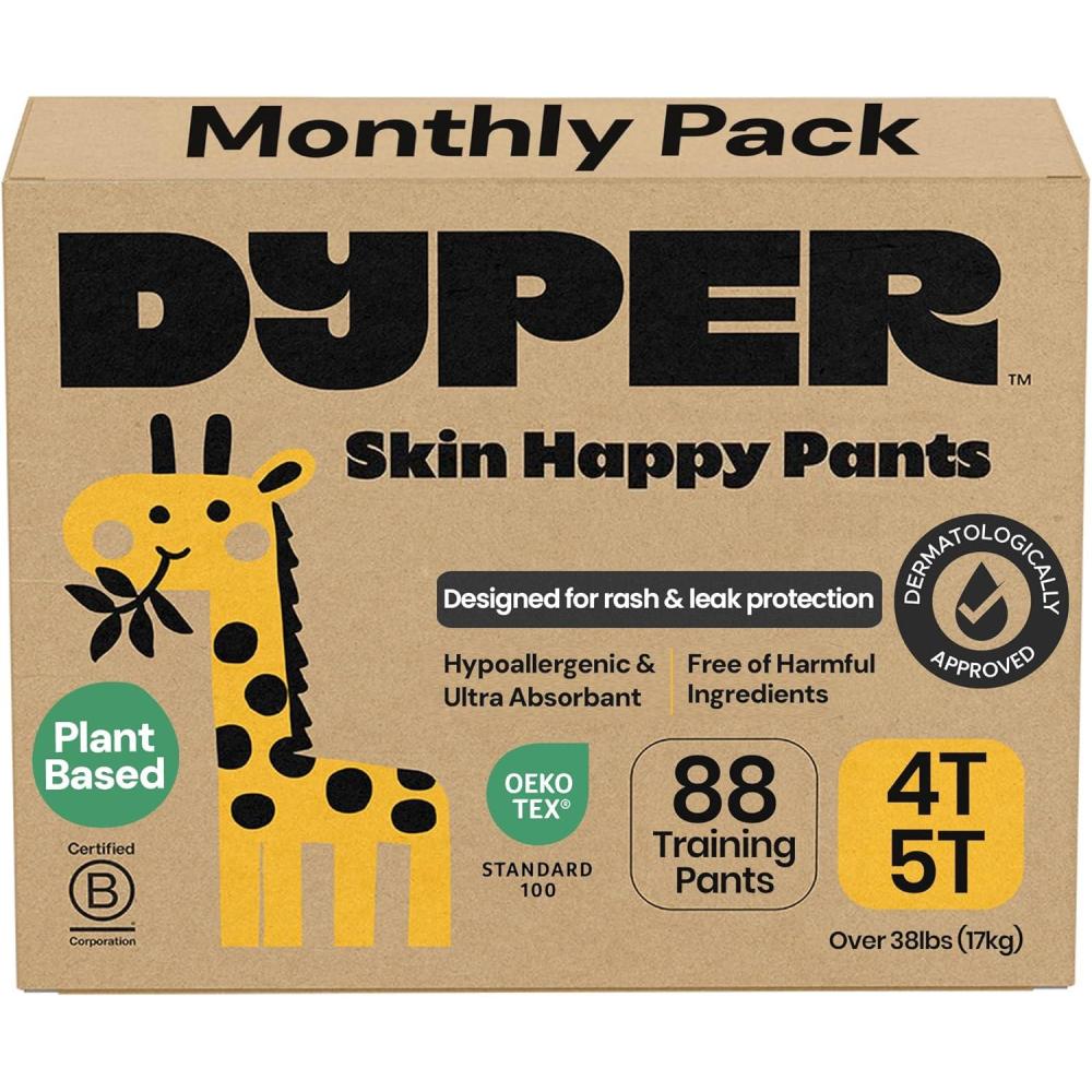 image:imageDYPER Toddler Training Pants 2T3T for Boys amp Girls Hypoallergenic Unscented PlantBased amp Perfect for Sensitive Skin Leakproof Potty Training Pants for Day amp Overnight ProtectionSize 4T5T