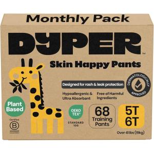 DYPER Toddler Training Pants 2T-3T for Boys & Girls Hypoallergenic, Unscented, Plant-Based & Perfect for Sensitive Skin, Leakproof Potty Training Pants for Day & Overnight Protection(Size 5T-6T)