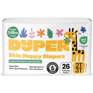 DYPER Toddler Training Pants 3T-4T for Boys & Girls Hypoallergenic, Unscented, Plant-Based & Perfect for Sensitive Skin, Leakproof Potty Training Pants for Day & Overnight Protection (24 Count)(Size 2T-3T)